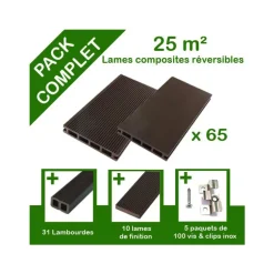 Pack complet terrasse composite chocolat 25 m2