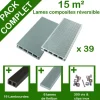 Pack complet terrasse composite gris 15 m2