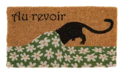 Paillasson en fibre de coco multicolore motif chat au revoir - 72 x 40 cm