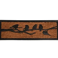 Paillasson en fibre de coco et caoutchouc à motifs oiseaux - 75,6 x 25,5 cm