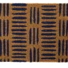 Paillasson petites lignes coloris bleu en fibre de coco - 40 x 72 cm