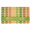Paillasson tiges de fleurs Bienvenue coloris multicolore en fibre de coco - 40 x 72 cm