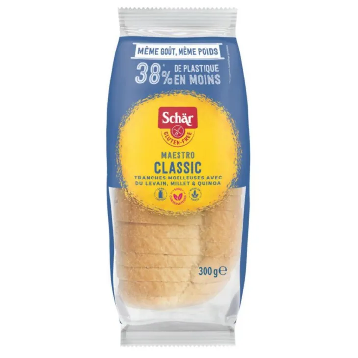 Pain blanc semi-frais Maestro Classic sans gluten sachet 300g