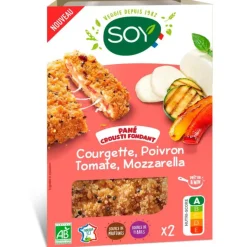 Pané crousti fondant courgette, poivron, tomate, mozzarella bio Soy – 2 x 80 g