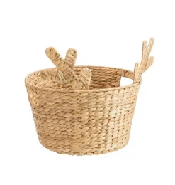 Panier bois de renne coloris beige en jacinthe d'eau - Ø 35/25 cm