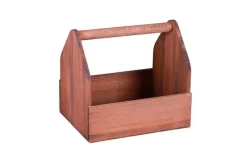 Panier Gustave en bois de sapin teinté noyer Cav Service - 23 x 18 x 8 cm