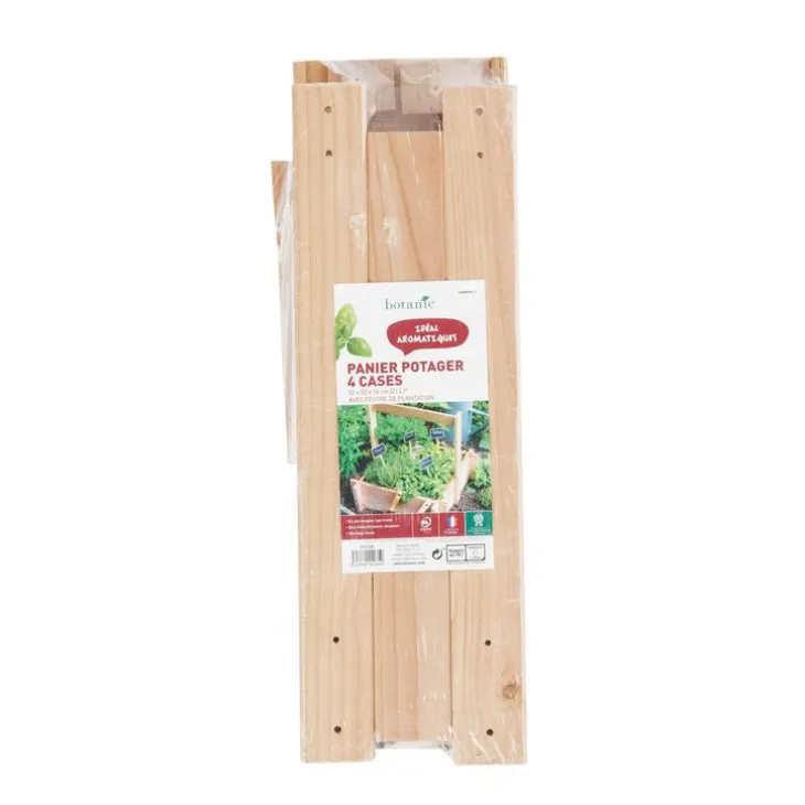 Panier potager 4 cases avec anse et feutre géotextile botanic® - 52 x 52 x 16 cm