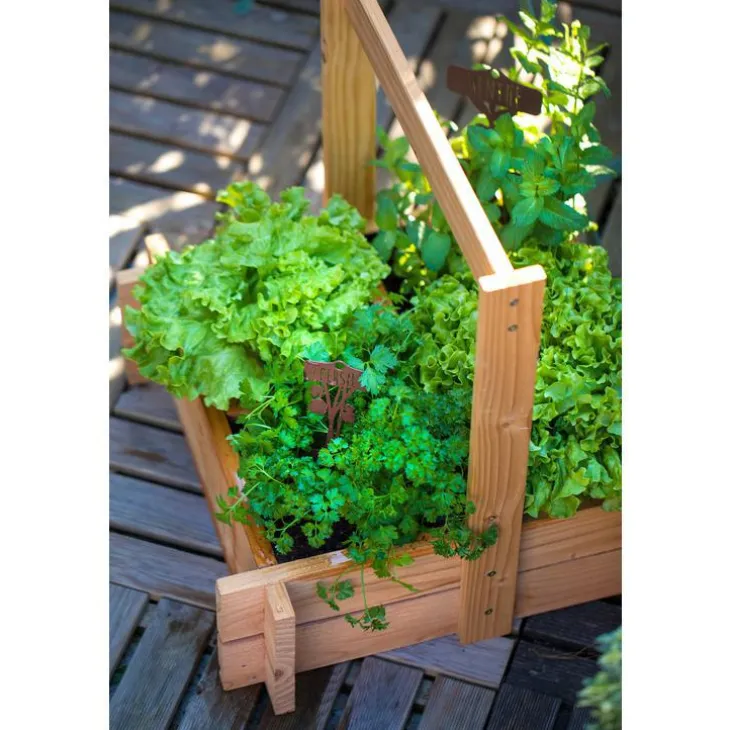 Panier potager 4 cases avec anse et feutre géotextile botanic® - 52 x 52 x 16 cm