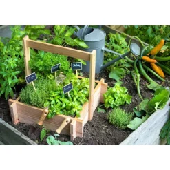 Panier potager 4 cases avec anse et feutre géotextile botanic® - 52 x 52 x 16 cm