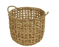 Panier rond en jacinthe d'eau avec poignée taille 2 - Ø 34 x H 30 cm