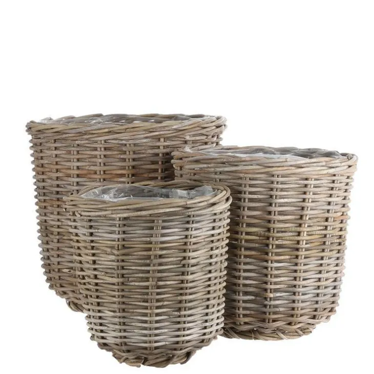 Panier rond haut en osier gris Marcia - Ø 43 x H 40 cm