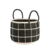 Panière de rangement ronde à carreaux coloris multicolore en osier - 26 x 26 x 30 cm