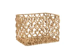 Panière rectangulaire coloris beige en jacinthe d'eau - 31 x 41 x 31 cm