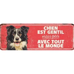 Panneau d'avertissement chien coloris rouge en métal galvanisé D&D Home - 40 x 13 x 0,3 cm