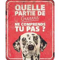 Panneau d'avertissement dalmatien coloris rouge en métal galvanisé D&D Home - 25 x 20 x 0,3 cm