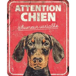 Panneau d'avertissement dobermann coloris rouge en métal galvanisé D&D Home - 25 x 20 x 0,3 cm