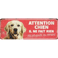 Panneau d'avertissement golden retriever coloris rouge en métal galvanisé D&D Home - 40 x 13 x 0,3 cm