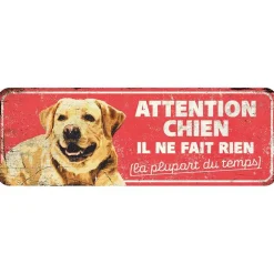 Panneau d'avertissement labrador coloris rouge en métal galvanisé D&D Home - 40 x 13 x 0,3 cm