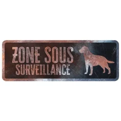 Panneau d'avertissement labrador coloris noir en métal galvanisé D&D Home - 40 x 13 X 0,3 cm
