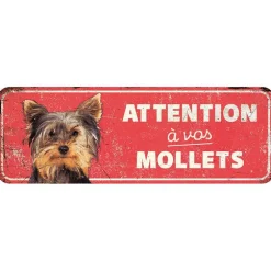 Panneau d'avertissement terrier coloris rouge en métal galvanisé D&D Home - 40 x 13 x 0,3 cm