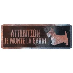 Panneau d'avertissement terrier coloris noir en métal galvanisé D&D Home - 40 x 13 X 0,3 cm