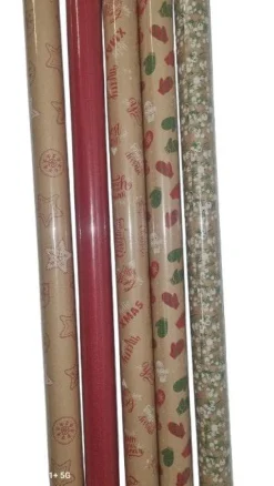 Papier cadeau multicolore kraft décoré en rouleau - 70 cm x 2 m