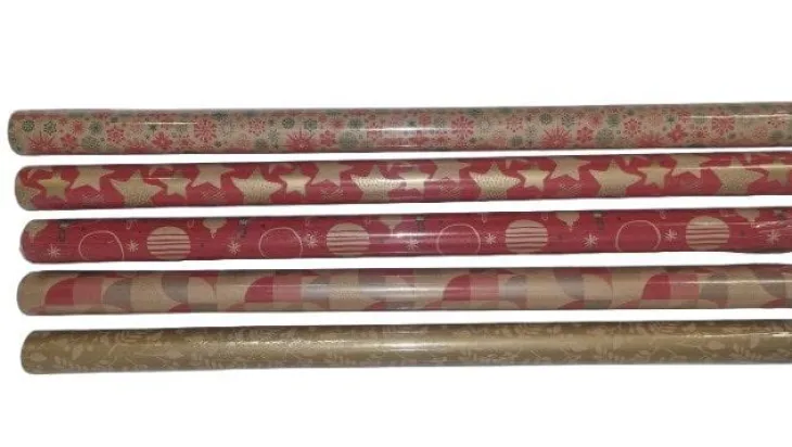 Papier cadeau multicolore kraft lisse en rouleau - 70 cm x 2 m