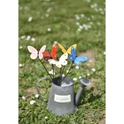 Papillon peint sur tuteur en métal recyclé Chouette & Co - 30 cm