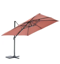 Parasol carré déporté à manivelle brique - 300 x 300 cm