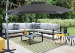 Parasol déporté bio, orientable et inclinable, gris - PROLOISIRS NH - 3x3m