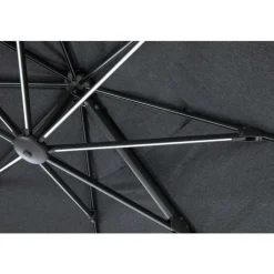 Parasol déporté carré avec LED en aluminium et polyester coloris anthracite - 3 x 3 m