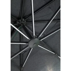 Parasol déporté carré avec LED en aluminium et polyester coloris anthracite - 3 x 3 m