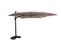Parasol déporté coloris beige en aluminium et polyester - 400 x 300 cm