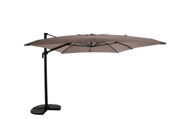 Parasol déporté coloris beige en aluminium et polyester - 400 x 300 cm