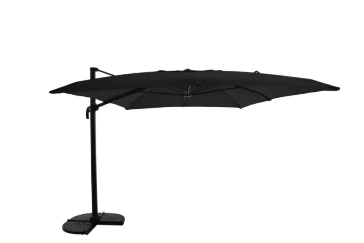 Parasol déporté coloris gris en aluminium et polyester - 400 x 300 cm