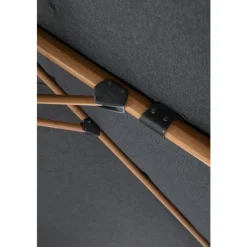 Parasol déporté Heat transfert effet teck en aluminium et polyester coloris anthracite chiné - 3 x 3 m