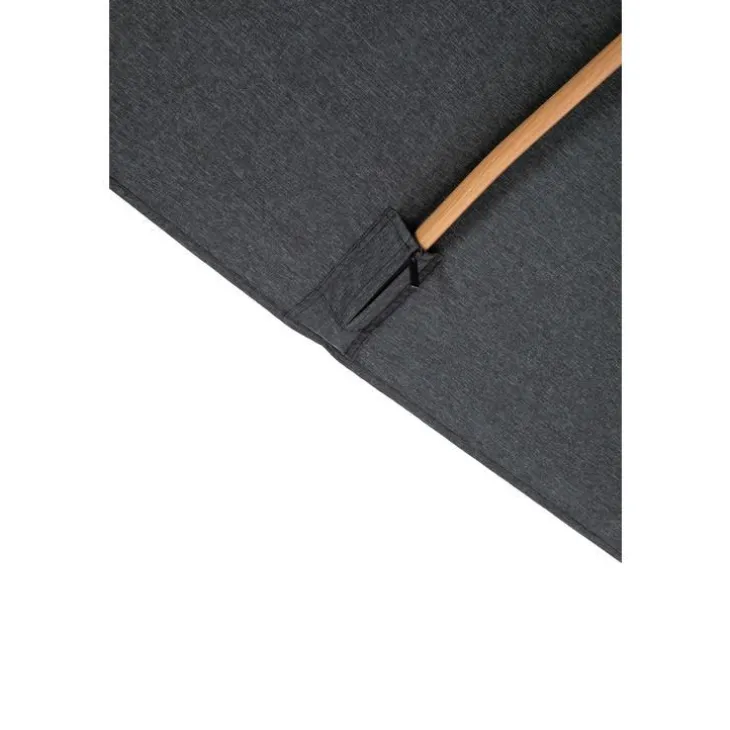 Parasol déporté Heat transfert effet teck en aluminium et polyester coloris anthracite chiné - 3 x 3 m