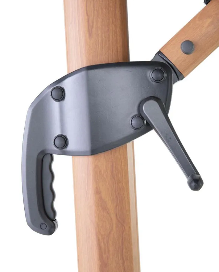 Parasol déporté Heat transfert effet teck en aluminium et polyester coloris anthracite chiné - 3 x 3 m