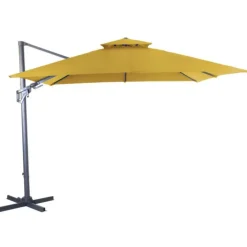 Parasol déporté orientable et inclinable couleur curry Proloisirs - 3 x 3 m