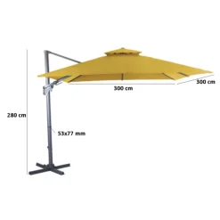 Parasol déporté orientable et inclinable couleur curry Proloisirs - 3 x 3 m