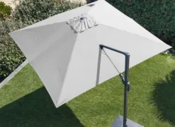 Parasol déporté, orientable, inclinable et rotatif en aluminium écru PROLOISIRS NH20 - 3x3m
