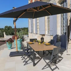 Parasol déporté rotating orientable gris 300 x 300 x 250 cm