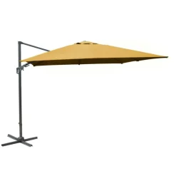 Parasol déporté rotating orientable en aluminium et toile polyester jaune curry - Ø 300 cm