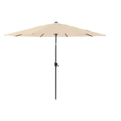 Parasol droit en aluminium à manivelle inclinable couleur écru Proloisirs - ø 350 cm
