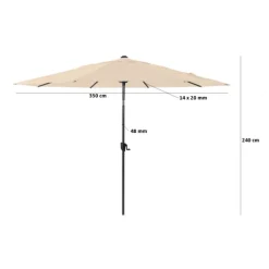 Parasol droit en aluminium à manivelle inclinable couleur écru Proloisirs - ø 350 cm