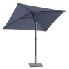 Parasol rectangulaire à manivelle coloris bleu en aluminium et polyester - 210 x 150 cm