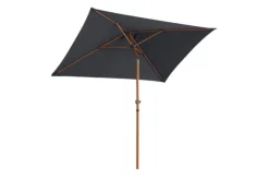 Parasol rectangulaire à manivelle coloris gris en aluminium et polyester - 210 x 150 cm