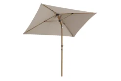 Parasol rectangulaire à manivelle coloris marron en coton et polyester - 210 x 150 cm
