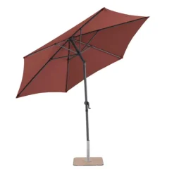 Parasol rond à manivelle coloris orange en aluminium et polyester - Ø 270 cm