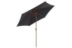 Parasol rond à manivelle coloris gris en aluminium et polyester - Ø 270 cm